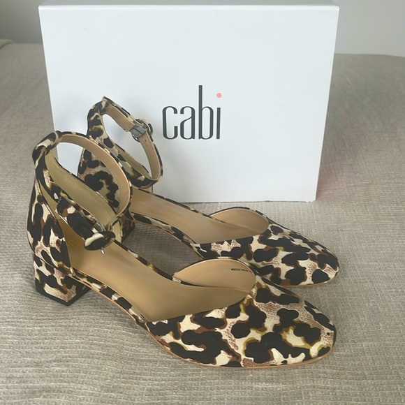 CAbi Shoes - CABI Leopard Print Kiki Ankle Strap Block Heels Multicolored 6020 Women's 8